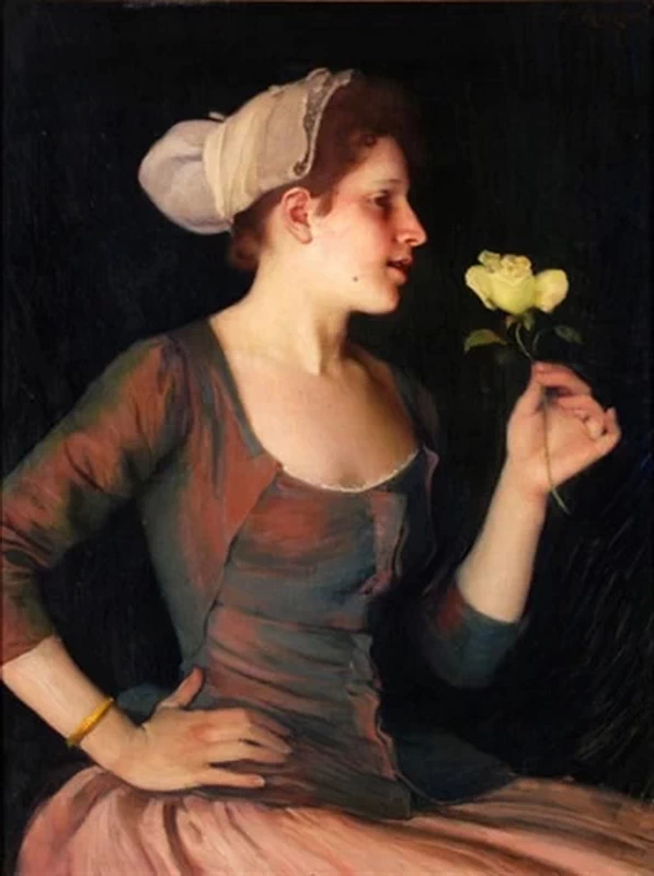 Charles Giron - Ragazza giovane con rosa